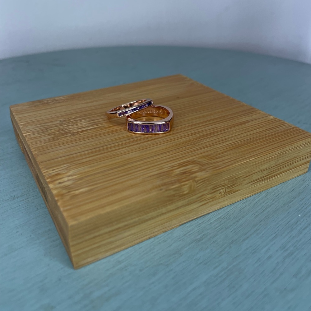 Elegant Purple and Rose Gold Women's Ring - Size 6